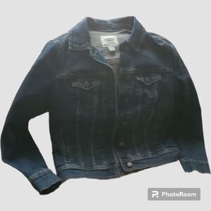Old Navy Womens Size Small long Sleeve jean jacket Denim Jean Trucker Blue Crop